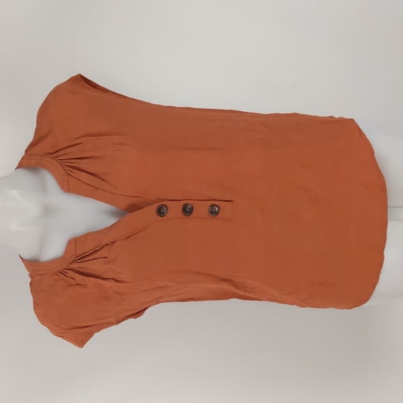 Witchery Womens Top Size XS Orange Sleeveless V-Neck Button Detail Lyocell Blend - Picture 2 of 14